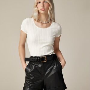 Pointelle short-sleeve T-shirt